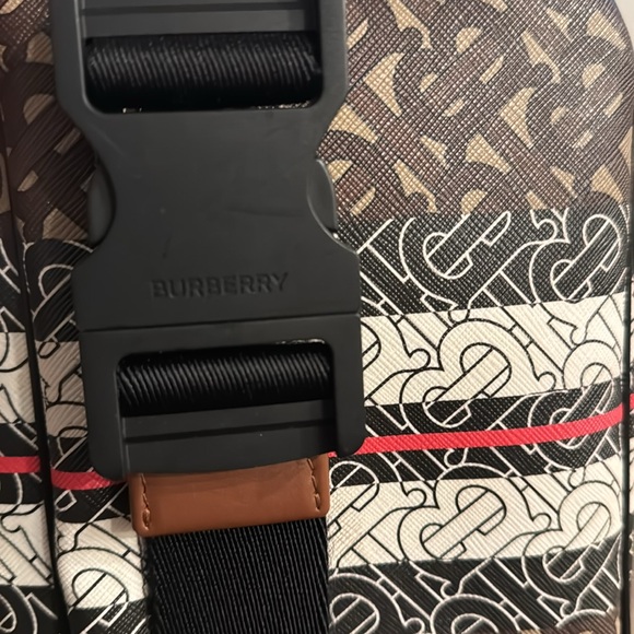 Burberry E-Canvas Monogram Stripe Medium Sonny Bum Bag Bridle Brown
Like New - Picture 2 of 3